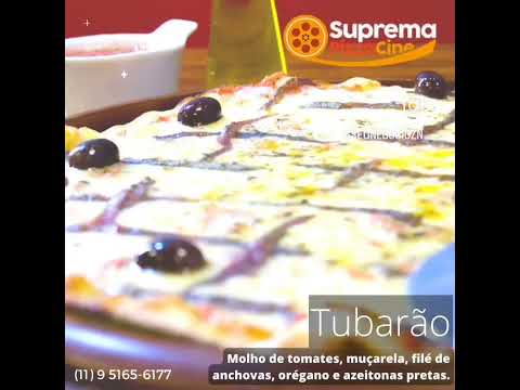 Pizza Tubarão  Molho de tomates, muçarela, filé de anchovas, orégano e azeitonas pretas